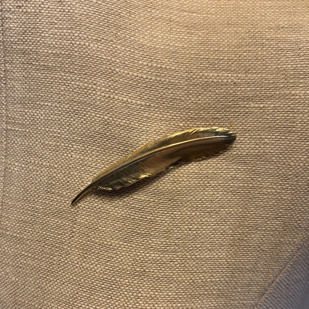 Gold Feather Brooch